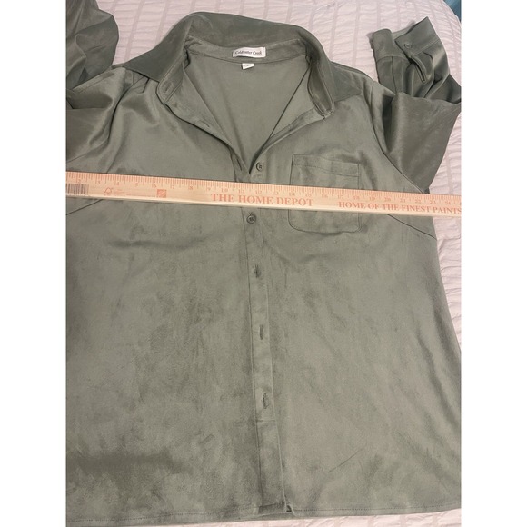 Coldwater Creek Shale Green 3/4 Sleeve Blouse No Iron Size XL Button Down - Picture 5 of 8
